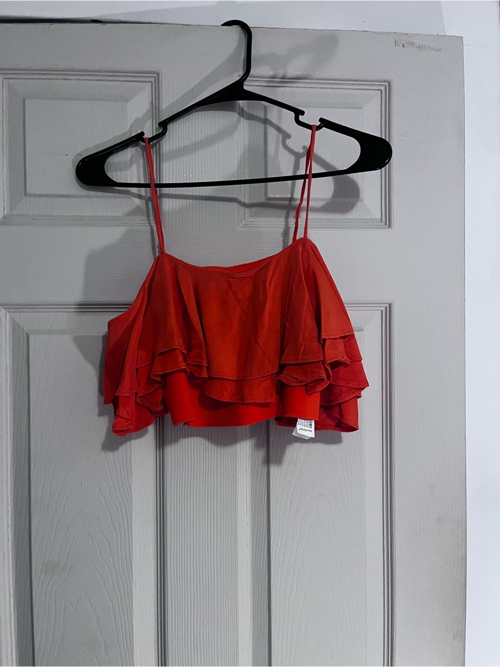 Zara Red Tiered Ruffle Crop Top